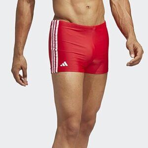 BRAND NEW W/ TAGS Men's European Adidas Classic 3-Stripes Red Swim Trunks